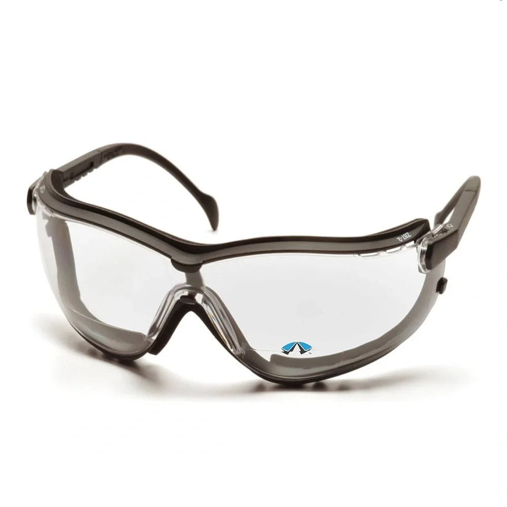 Black and Gray Wraparound Protective Glasses with Anti-Fog Lenses